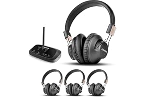 Avantree Quartet 2 - Sistema de Escucha en Grupo inalámbrico Compatible con Bluetooth para TV, Discoteca silenciosa, Baja latencia y Voces claras - Conecte múltiples Auriculares a teléfono, PC, TV