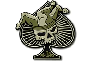 M-Tac Morale Patch Joker Skull Carte de mort tactique 3D PVC (Noir-Olive)