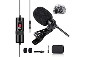 YOUTHINK Micro Cravate, Microphone Condensateur Tie Clip pour Téléphone,Youtube/Interview/Podcast/Vidéo/PC/Smartphone/Vidéo/Dictaphone/Ordinateur/Caméra