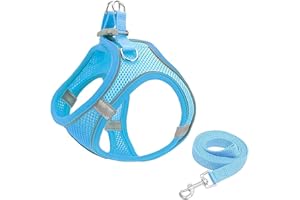 GIAPINST Pettorina Cane, Pettorina Gatto Antifuga, Gilet per Animali Domestici Regolabile con Rete Traspirante e Striscia Riflettente per Cani e Gatti di Piccola, Media Taglia (M-Blu)