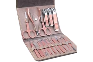 LEIPPLE Kit Manucre Pedicure - Coupe Ongle Professionnel Coupe Cuticule Acier Inoxydable - Trousse Manucure Pedicure Set de 16pcs avec Exquis La Boîte (Gris Argenté)