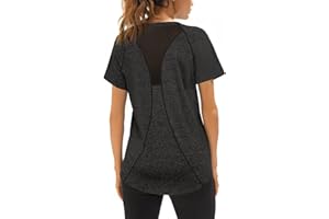Wayleb Maglietta Sportiva Donna Camicia da Yoga Maglia Maniche Corte Corsa Asciugatura Rapida Top Elastico Manica Corta Magliette Fitness Tee S-XXL