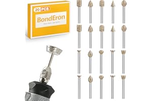 BondEron 20 Stück Diamant Fräser Set 3mm Schaft, Diamantschleifer Frässtifte, Glasfräser Fliesenfräser zum Schleifen & Fräsen von Glas Steinen Fliesen, kompatibel mit Dremel
