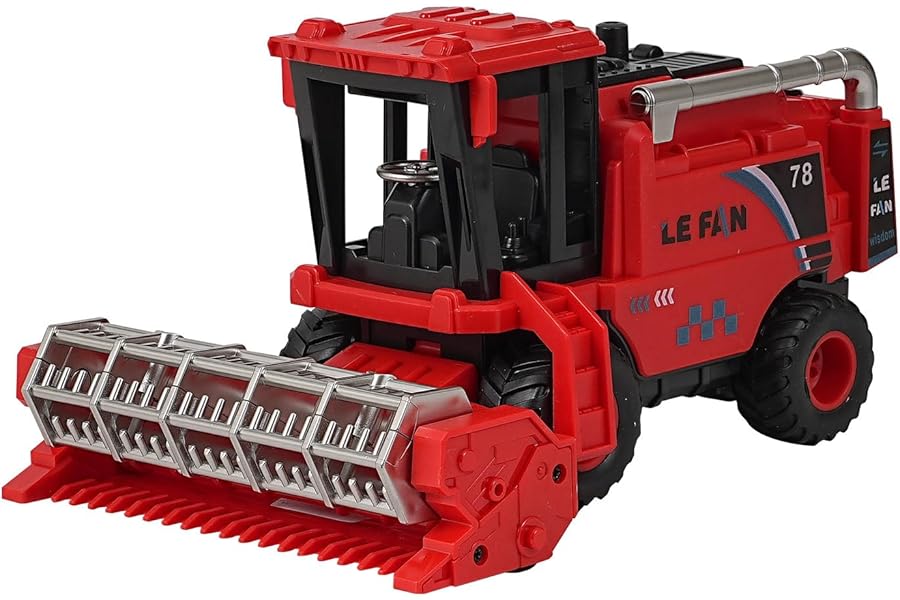 Lixstyea Movable Combine Harvester Toys - Realistic Combination Harvester, Simulation Farm Cutting Scenes, Birthday Gift for Kids, Multi Joint Movable Farm Toys, Red