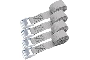 MEGAVOW 4 Pièces Sangle à Griffe, Sangles d'arrimage, Sangle à Cliquet avec Boucle de Serrage, Fixation, Sangle à Cliquet Charge pour Voiture Moto Velo Transport et Rangement