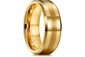 King Will 8mm Silver/Gold Tungsten Carbide Ring for Men Wedding Band Center Matte Brushed Polish Finish