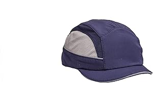 IRUDEK PROTECTION Irudek AIRCAP MP Azul Marino – Gorra con casquete Interior en ABS, ventilada y Ajustable (52–65 cm), Banda antisudor Dryfit, Bandas Reflectantes, Visera Corta 25 mm, Norma EN 812:2012