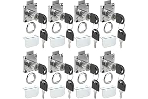 CYEER 8 Pcs Cupboard Locks 22mm, Zinc Alloy Cam Lock Cabinet Lock with Keys Different, Cylinder Security Drawer Lock Mailbox Post Locker for Office Household