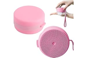 LUMOOM Spazzola doccia in silicone con dispenser di sapone, scrub e massaggio alla schiena, pulizia delicata per viso e corpo, schiuma ricca, pratica spazzola da bagno per doccia (rosa)