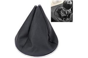 KufaerBeam Cuffia Cambio per Fiat 500, Cuffia Cambio in Similpelle, Pomello Leva Cambio Kit Sostituzione Compatibile con Fiat 500 e 500C con Anello Fissaggio e Telaio Circolare Cromato