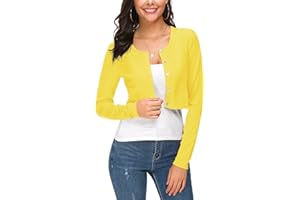EEVASS Femmes Manches Longues Bolero Court Cardigan Collier Rond Tricot Gilets Sweaters avec Boutons