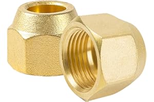 BEATIFIC 2 Stück 1/4" Bördelüberwurfmutter, Bördelkappe aus Messing, 1/4" Kältemittelleitung Bördel Buchse, Überwurfmutter, 1/4 Zoll Muttern für die Montage von Split Klimaanlagen