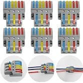 CTRICALVER Lever-Nut Assorted Connector Pack of 6, Bilateral Pressure Bar Terminal Block, 3 in 6 Out Compact Conductor Cable