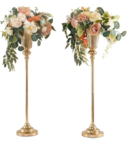 10-delige 16 cm hoge bloemenvaas voor bruiloften, metalen middelpunt voor bruiloften, gouden standaard voor bloemstukken voor tafels bij bruiloftsdiners, feesten, jubilea, ceremonies en verjaardagen | NL