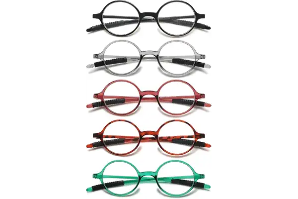 VEVESMUNDO Redondo Gafas de Lectura Pequeñas Ligeras Vintage TR90 Flexibles Vista Presbicia para Mujer Hombre