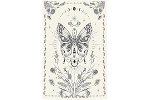 Hyakoz Mariposa Tapiz Decorativo Pared Luna Tapiz Pared Blanco y Negro Mandala Psicodélico Tapices de Pared Mariposa Tapiz para Sala de Estar Dormitorio Decoración (150x100cm)