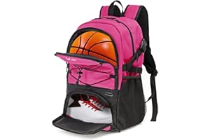 WOLT Grand Sac à Dos de Basket-Ball avec Porte-Ballon séparé et Compartiment à Chaussures, idéal pour Le Basket-Ball, Le Football, Le Volley-Ball, la Natation, la Gym, Les Voyages