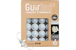 GuirLED - Łańcuch świetlny LED z bawełny USB – lampka nocna dla dziecka 2 godziny – adapter sieciowy – 3 intensywności – 24 kule 2,4 m – diament