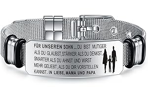 YOTHIWAD An Meinen Sohn Armbänder Inspirierend Armbänder mit Gravur Personalisierte Geschenk von Mama Papa, Geburtstag Abschluss Weihnachts geschenk für Sohn