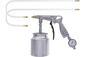 TCP Global Air Rust Proofing and Undercoating Gun with Gauge & Suction Feed Cup, 2 Wands - 22" Long Flexible Extension Wand with Multi-Directional Nozzle - Spray Truck Bed Liner, Rubberized Undercoat
