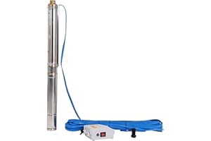 SHYLIYU Pompa per Pozzi Profondi 220V 750W Pompa Acqua Sommersa 11800L/H Pompa Immersione Pozzo Profondità Fino a 46m Con 10m Cordone