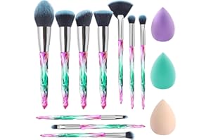 START MAKERS Make Up Pinsel Set Glamour Gaze 10 Stück Kristallgriffe Make-up Pinsel Sets Lidschatten Augenbrauen Foundation Pinselset mit Make-up Schwamm Mixer Schönheit und Pinsel Ei