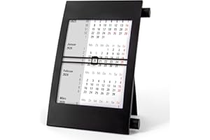Truento 3-Monats-Tischkalender für 2 Jahre (2026 & 2027) - mit Drehmechanik - schwarz/schwarz