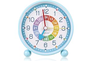 worahroe Wecker Kinderwecker Lernwecker Wecker Nachttisch Batteriebetriebene Tischuhren für Jungen und Mädchen Analoger Quarzwecker mit Nachtlicht Schlummerfunktion für Schulanfänger (Blau)