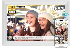 REUMAR 32GB Digital Photo Frame，10.1inch Smart WiFi Digital Picture Frame 1280x800 IPS LCD Touch Screen, Type-c Auto-Rotate,Share Photo or Video Instantly via Frameo App from Anywhere, white