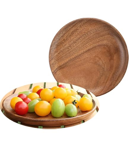 PRETYZOOM 2 Runde Holzteller, 10 Cm – Rustikale Dessertteller Für Snacks, Sushi, Obst & Deko