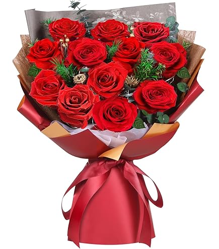 KENTIS - Confezione Regalo Rose Rosse Stabilizzate Eterne - Bouquet di Fiori Veri a Domicilio - Idee Regalo Donna Compleanno Anniversario