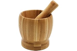 VITA PERFETTA Mortero y mortero de bambú (12 cm de diámetro)