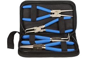 Låsringstång, set med 4 delar, låsfjädertång, låsringstång med halkfria handtag, böjd tång rak tång för utomhus- och inre låsfjädrar 175 mm