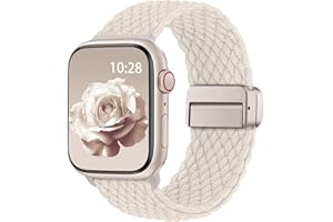 YOOHOO Bracelets Tressé Compatible avec Bracelet Apple Watch 38mm 40mm 41mm 42mm 44mm 45mm 46mm 49mm Femme Homme,Fermoir Magnétique Elastique Nylon pour iWatch Series 11 10 9 8 7 6 5 4 3 2 1 SE Ultra 3/2/1