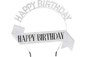 Dimetey Birthday Crowns for Women,Happy Birthday Sash & Tiara for Women Girl,Rhinestone Princess Headband and Happy Birthday Accessories