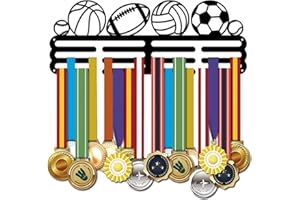 SUPERDANT Espositore per Medaglie Sportive da Basket Porta Medaglie da Baseball Espositore Porta Medaglie da Calcio A Parete per più di 60 medaglie Regalo per Atleta