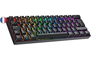 Ranked N60 Nova Clavier Mécanique de Jeu 60% | Hot Swap Gaming Keyboard | 62 Touches Programmables | RGB LED | Mac, PC Windows | AZERTY Français (Noir, Gateron Pro Yellow)