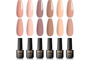 ROSALIND Esmaltes Semipermanentes Para Uñas en Gel UV LED,6 Colores Mini Nude Avena Marrón Beige Pintauñas Semipermanentes Set de manicura Gel Nail Polish