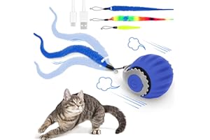 Starnearby 2025 Neu Chase Master Pro Katzenspielzeug Interaktives Katzenball Elektrisch Speedy Tail 3.0 Powerball Katze Spielzeug mit 3 Ersatzschwanz (Blau)