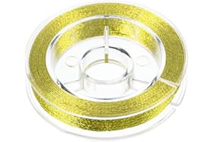 PATIKIL 50M/55 Yards Canne Guide Emballage Fil, 450D Métallique Bricolage Pêche Canne Guides Fixation Ligne, Doréalité