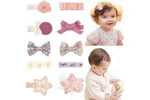 AMSTERDAM ACRYLIC LYXOTO Lot de 10 barrettes à cheveux pour bébé fille, nœuds à cheveux, pinces crocodile en velours, accessoires capillaires pour petites filles, tout-petits, adolescentes, enfants (Multicolore 1)