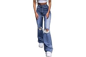 BiCophy Womens Ripped Wide Leg Jeans High Waist Flare Jeans Bootcut Denim Pants with Hole Teen Girls Ankle Jeans Bell Bottom Jeans Fashion 2023 Trendy Casual Jeans for Women