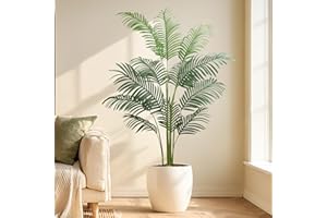 MOMTEND Artificial Plants Indoor Outdoor Fake Palm Tree 160cm/5.25FT Lifelike Large Fake Plant with 12 Leaves, Perfect Faux Plants in Pot for House Garden Home Office Decoration Housewarming Gift (1Pack)