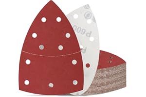 KONGMING 50 Pezzi Carta Vetrata per Levigatrice Grana 600 Carte Abrasive 11 Fori per Levigatrice Orbitale