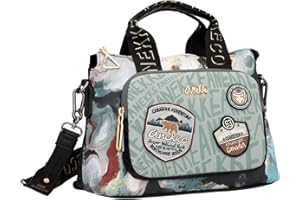 Anekke - Bolso Bowling Mujer - Bandolera Mediana Polipiel Mujer 2 Asas Cierre Cremallera - Cartera de Hombro Doble Asa - Colección Voice Nature Woods - Accesorios y Complementos Mujer - 27x20x13 cm