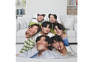REIPOL BTS Flannel Blanket - Band Birthday Gift for Sister Brother Nephew Niece Colleague - Soft Blankets for Bed Sofa Office Crib 60 x 80 inches (150 x 200 cm)