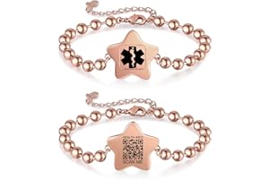 Theluckytag Medical Alert Necklace for Men Women- 19'' Medical Necklace Engraved QR Code Medical ID Necklace - More Space Custom Online Emergency Medical Info