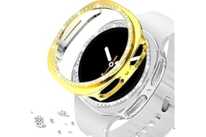DEALELE 2-pak etui kompatybilne z Samsung Galaxy Watch 8 40 mm, błyszczące jednorzędowe diamentowe etui ochronne z PC, zamiennik etui na zegarek (40 mm, złoty + przezroczysty)