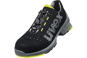uvex 1 perforowane półbuty, buty ochronne S1 SRC, buty robocze dla kobiet i mężczyzn, czarne/limonkowe