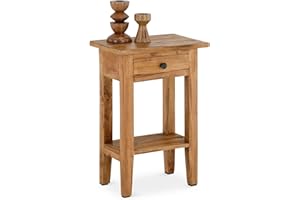 IDIMEX Beistelltisch BOSSONS aus massivem Mahagoni – Nachttisch mit Schublade und Ablagefach, Ideal als Blumenhocker, Pflanzenhocker oder Kleiner Ablagetisch